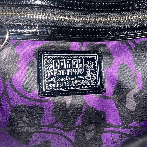 Coach Daisy F20060 Black and Purple Poppy Ocelot - Picture 4 of 10